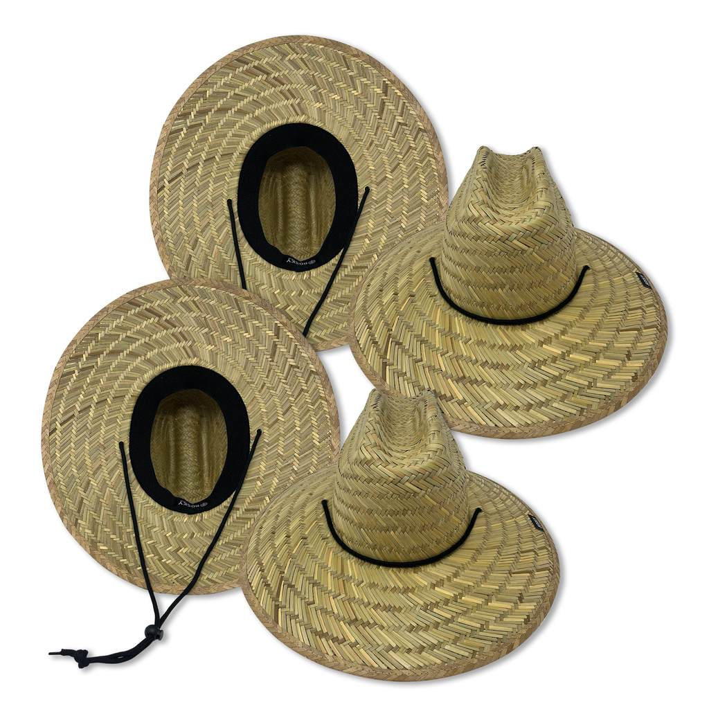 2 Pack Plain Just Straw Lifeguard Beach Hats
