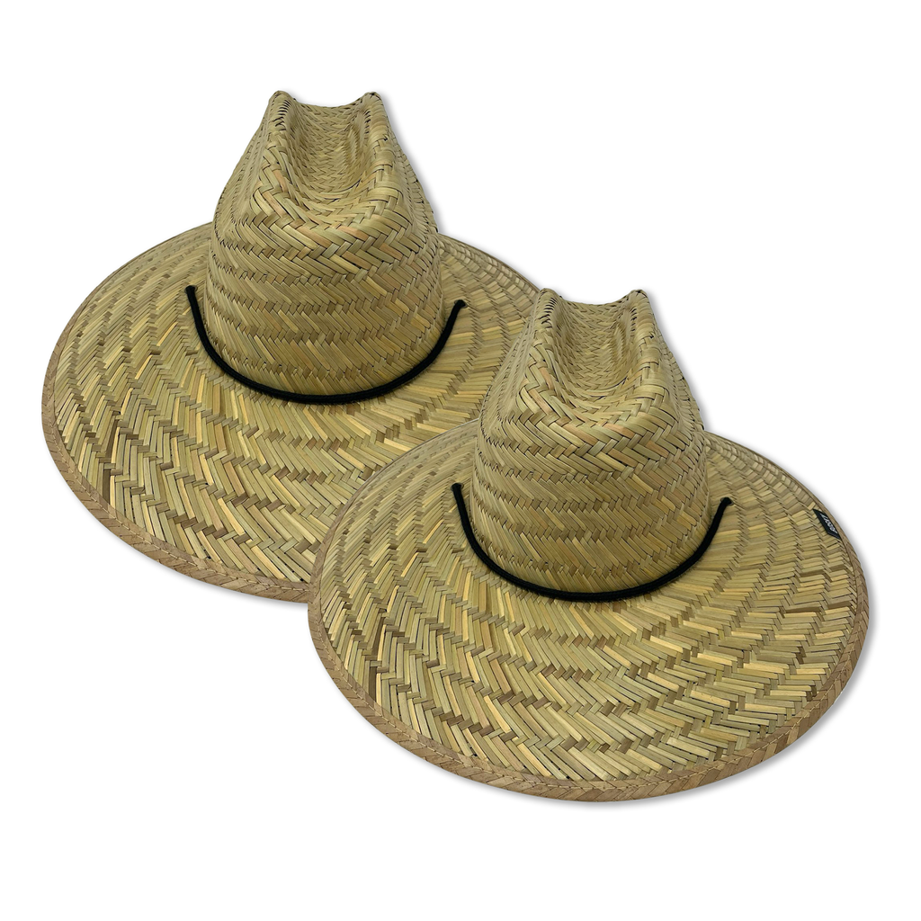 2 Pack Plain Just Straw Lifeguard Beach Hats