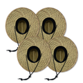 4 Pack Plain Just Straw Lifeguard Beach Hats