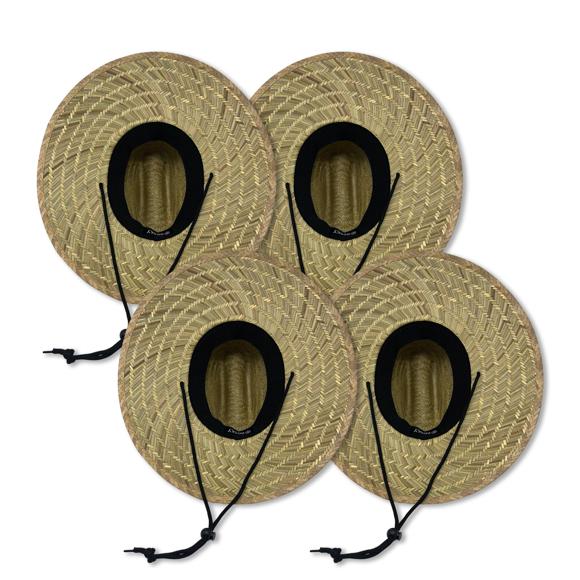 4 Pack Plain Just Straw Lifeguard Beach Hats